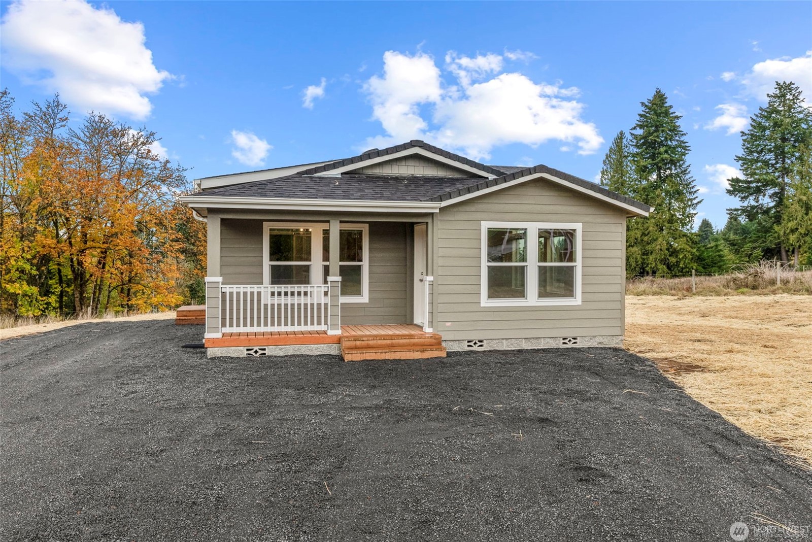 Land-home package with manufactured home and garage